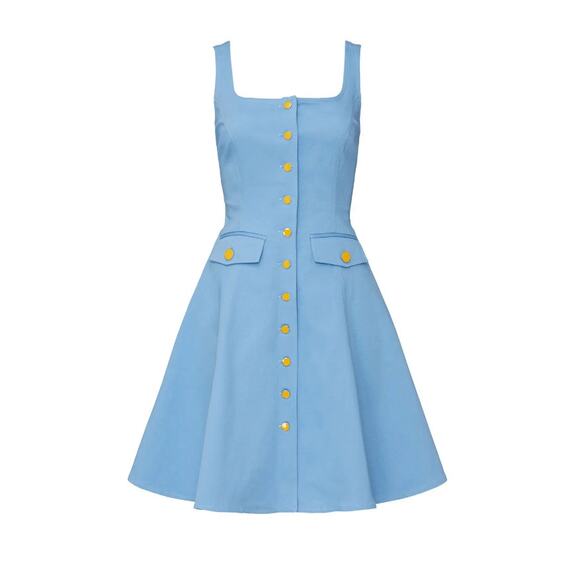 Color Me Courtney Alle Utility Dress Baby Blue Mini Size 4 - Picture 5 of 8